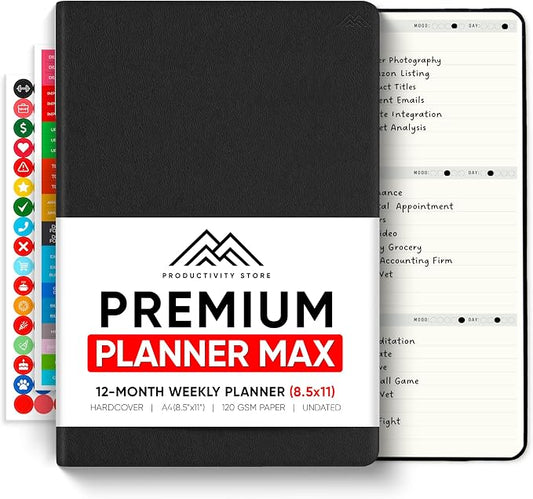 Undated, 2026 Planner, 8.5" x 11" - The #1 Productivity Planner to Achieve Your 2026 Goals - Planner 2026-2027 by PRODUCTIVITY STORE (A4, BLACK)