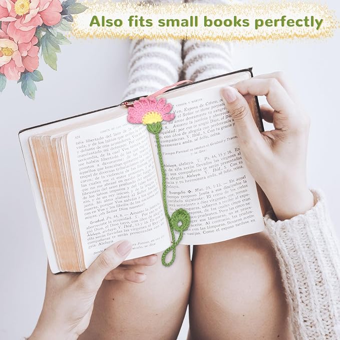 8 Pack Crochet Flower Bookmarks for Women,Handmade Personalized Cute Bookmarks,Gifts for Book Lovers and Teachers,Bag Charms,Keychain