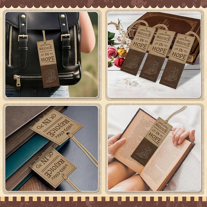 1PC Leather Bookmark Bible Bookmarks for Reading Women Men Book Lovers Gifts, Stitched Religious Christian Bookmark Page Markers Inspirational Bible Verse Scripture Book Marks (Vintage-2-Cross)
