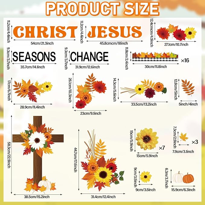 Yiaoyinnz Fall Christian Jesus Classroom Bulletin Board Decorations 3D Sunflower Religious God Bulletin for Fall Autumn Leaves Thanksgiving Harvest Student Teacher Wall Chalkboard Decor Supplies