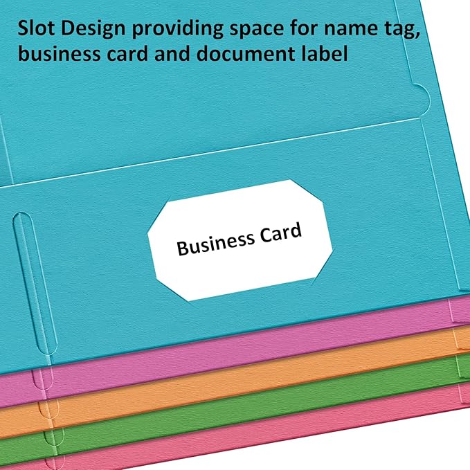 HABGP Two Pocket Folders, 100 Pack 2 Pocket Folders Fit Letter Size Paper, Pastel Paper File Folders with Pockets for School Office Home Business, Assorted 5 Colors
