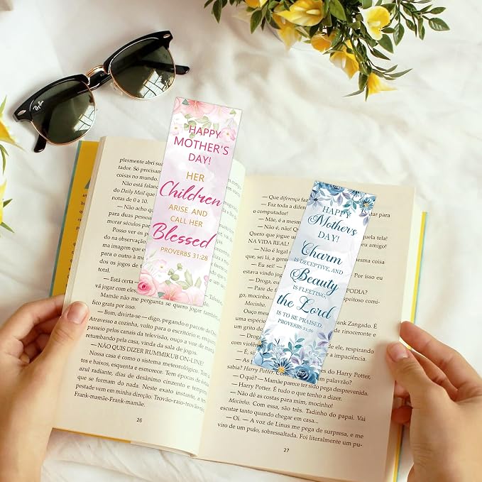 100 Pcs Mothers Day Bookmarks Bulk, Christian Bible Book Marks for Women with Floral Scripture, Religious Page Markers Pastor Wife Appreciation Mothers Day Gifts for Mom Gradma Teacher's