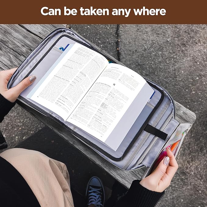 DERSTUEWE Bible Cover Case for Women – Stylish & Durable Bible Bag with Zippered Closure, Floral Print, Fits Standard & Large Bibles, Perfect for Church & Travel, Black Color