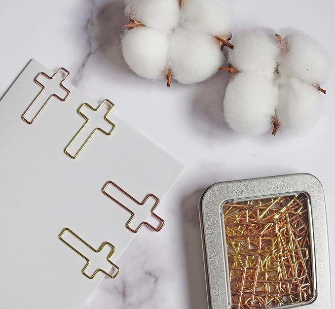 50 PCS Cross Paper Clips, Bible Study Supplies Bible Stuff Things Accessories Christian Gifts