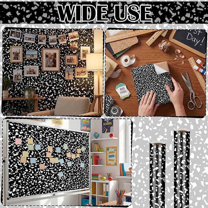 Ctosree 2 Roll Composition Notebook Bulletin Board Paper 4x12ft/1.2x3.6m Non Woven Bulletin Background Wallpaper Fade Resistant Board Roll Decoration for Arts Crafts Office School Classroom