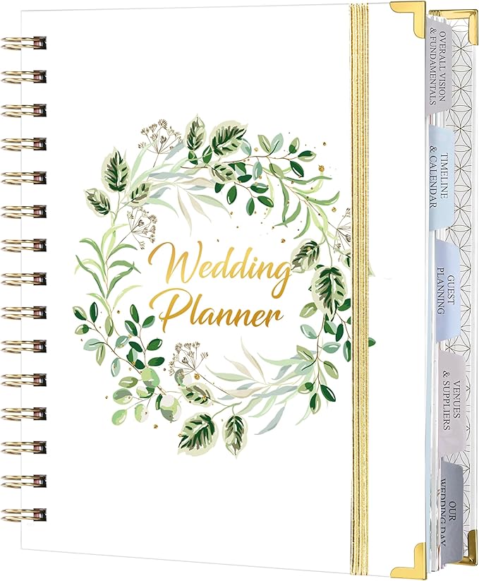Artan Wedding Planner Book and Organizer - Wedding Planners, the Wedding Planner for Bride with 5 Tabbed Sections, 6.5" x 8.5", Hardcover with Metal Corner, 5 Inner Pockets, Notes Pages