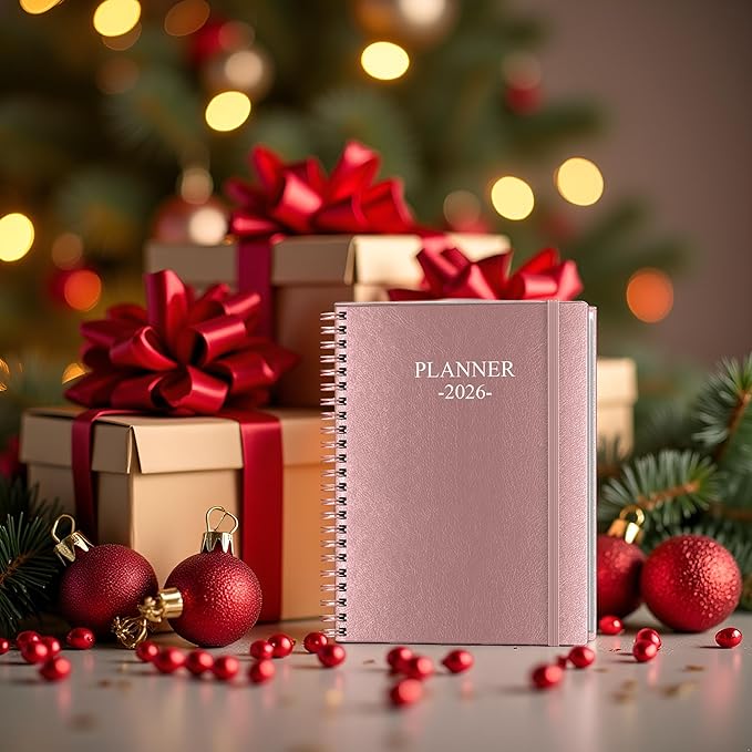 Planner 2026 - Weekly & Monthly Planner Runs from January 2026 to December 2026, 8.5 x 11", 12 Month Tabs, Inner Pocket, PU Leather Cover with Twin-Wire Binding, Monthly Planners 2026, Rose