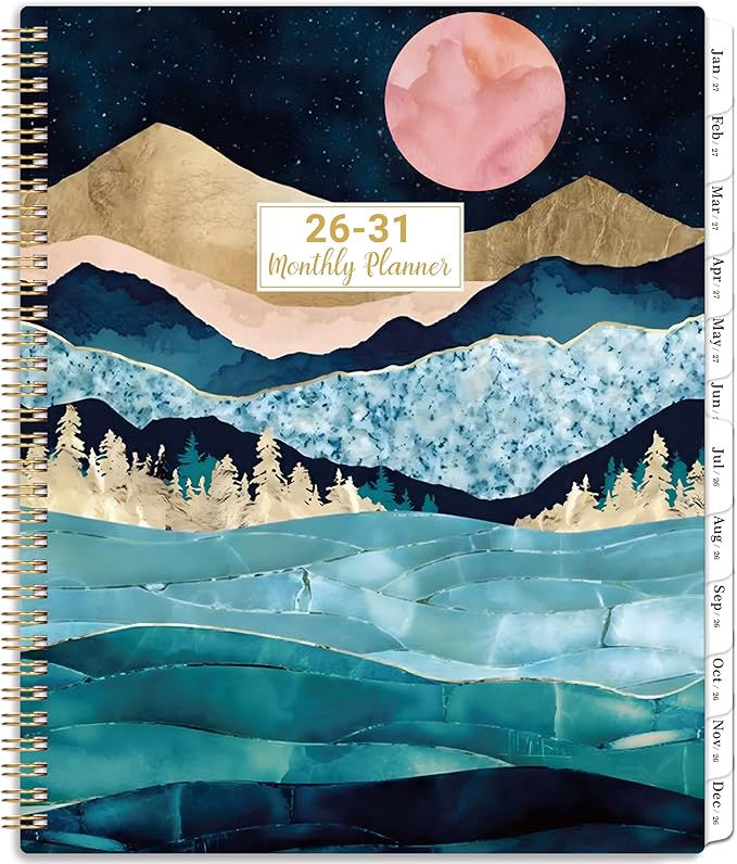 Monthly Planner 2026-2031 - 5 Year Monthly Calendar 2026-2031, Jul.2026 - Jun.2031, 9" x 11", 60 Months with Tabs, Double-Side Pocket, Holidays, Pages, Elastic Closure