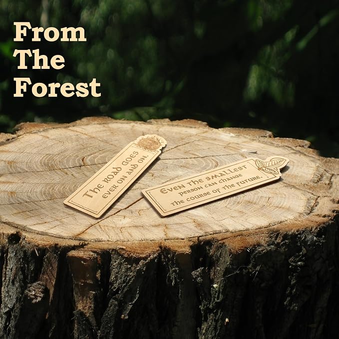 Lord of Rings Bookmarks Iconic Quote Engraved Wooden Book Markers for Tolkien Fans & Bookish Themed Reading Accessories