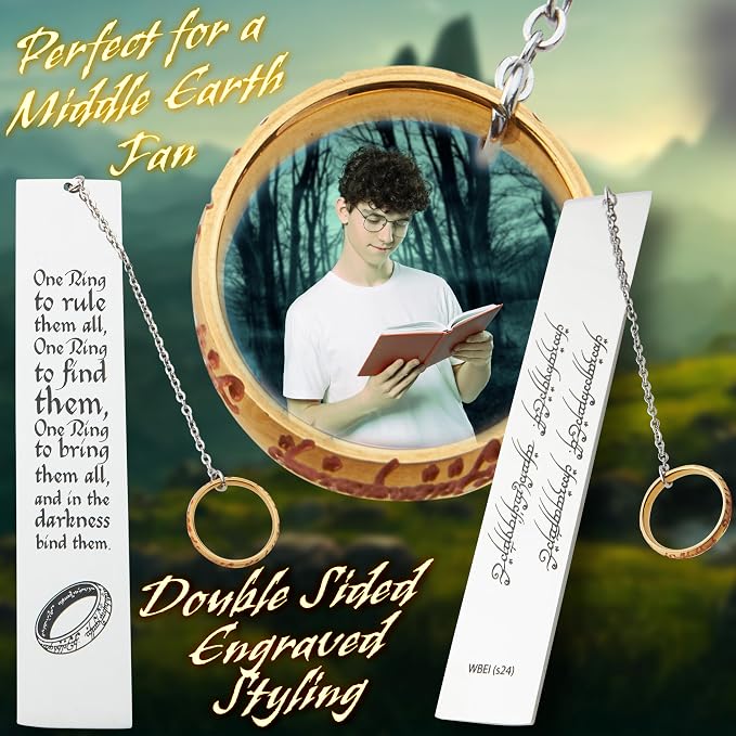 The Lord of the Rings Metal Bookmarks with Gift Box, Stainless Steel Book Marker for Adults Teens Kids (Silver with Ring)