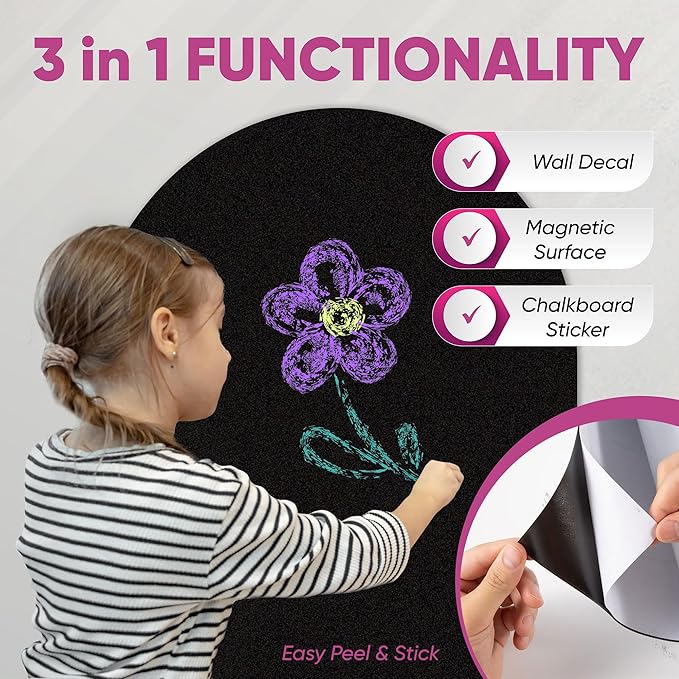 Arch Magnetic Wall Decal - 40" x 18" Matte Finish Chalkboard Sticker for Wall - Magnetic Board for Playroom, Home Classroom(Black)