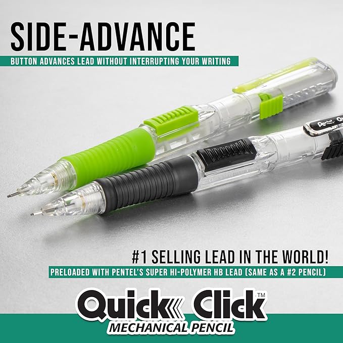 Pentel Note Taking Essentials 8 pack - 4 black RSVP 0.7mm ballpoint pens, 2 Twin Checker Highlighters, 2 Quick Click 0.7mm Mechanical Pencils