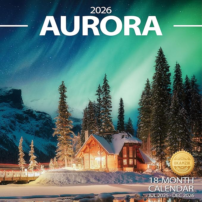Wall Calendar 2025-2026 Planner Calendar - AURORA Hangable Monthly Wall Calendar with Large Blocks for Organizing & Planning, Academic Schedule, Home, Office & family, Thick & Sturdy Paper (12"x24" Open)