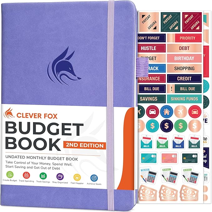 Clever Fox Budget Book 2.0 – Simple Budgeting Planner for Beginners – Financial Notebook with Money Spending, Debt & Bill Tracker (Lavender)