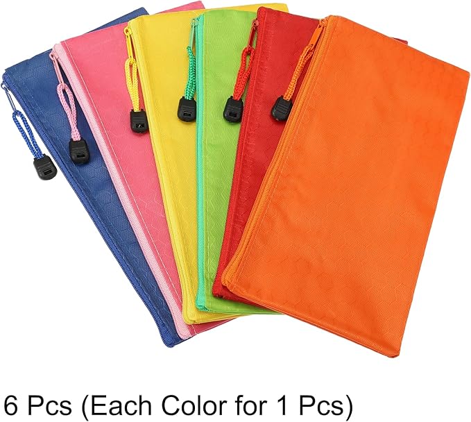 PATIKIL Waterproof Zipper Bags, 6 Pack A6 Pocket File Pouch Storage Accessory for Office Travel Supply, Multicolor