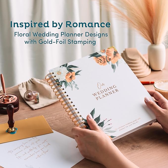 Timeless Premium Wedding Planner Book and Organizer – Wedding Planning Book, Comprehensive Keepsake & Countdown Binder, Perfect Engagement Gift for Women, 11" x 9" (Boho)