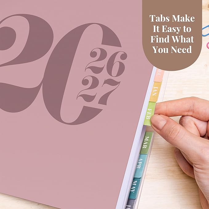 Rileys Academic Planner 2026-2027, Daily, Weekly & Monthly Planner, July 2026 - June 2027, Student Notes Pages, Twin-Wire Binding, Weekly Agenda for School & Work (8.5 x 11-Inches, Typographic, Pink)