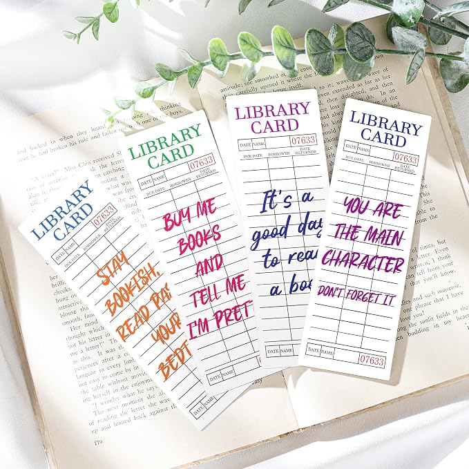 Vintage Bookmark Bulk Gifts - 100 Pcs White Library Card Paper Bookmarks for Women Girls Students Book Lovers Retro Quote Page Clips School Reading Accessories Bookish Birthday Graduation Gift