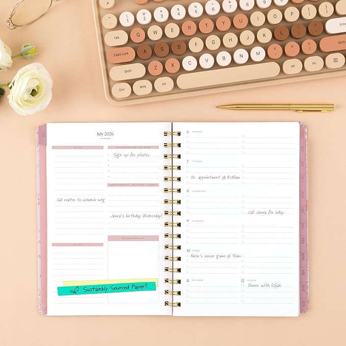 Cambridge Planner 2026-2027 Weekly & Monthly Academic 12-Month July-June, 5-1/2" x 8-1/2", Pen+Pillar, Sketched Floral (PP25-200A)