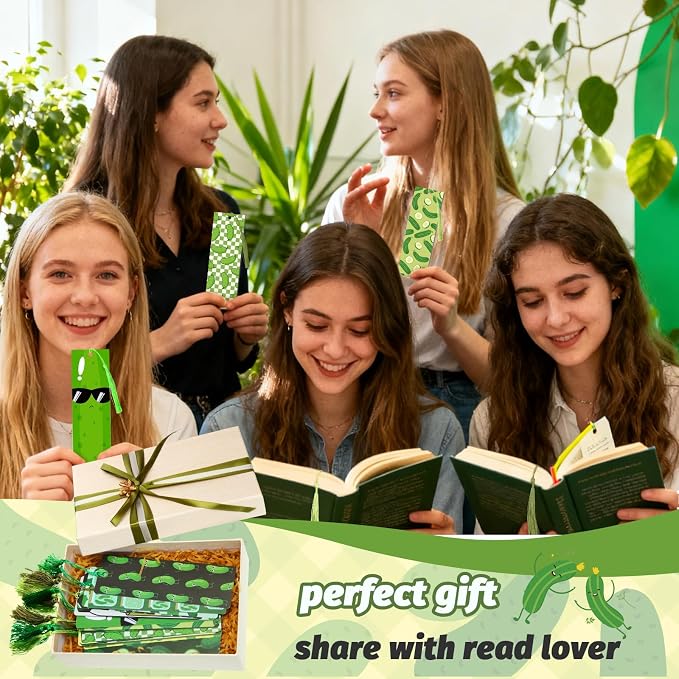 30 Set Pickle Bookmark with Tassels Funny Pickle Lover Gift Dill Book Markers Cute Birthday Gift for Women Men Book Lover Office Reading Accessories