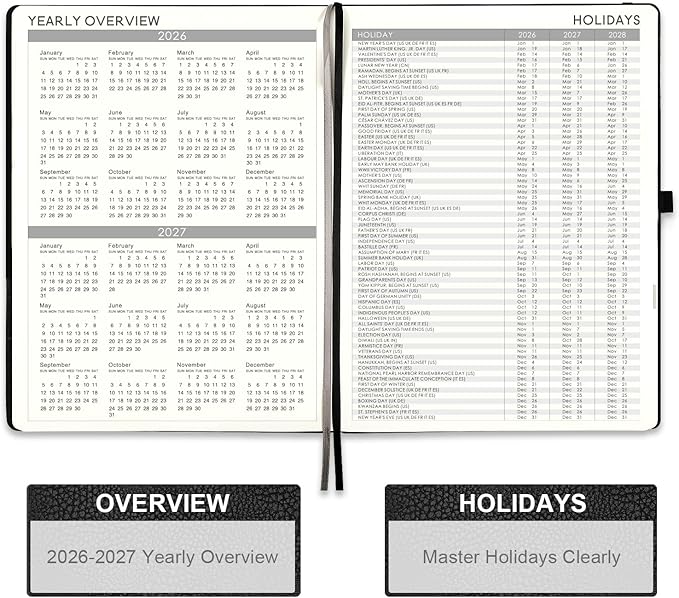 2026-2027 Planner - Weekly & Monthly Planner 2026-2027 with Pen Loop, to Achieve Your Goals & Improve Productivity, July 2026 - June 2027, Thick Paper, Inner Pocket, 8.5" x 11" - Black