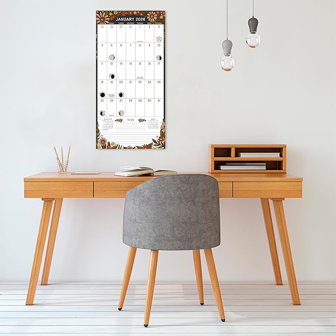 Moon Phases 2026 Wall Planner with Large Monthly Grid, 12-Month Family Organizer Calendar Book: 2026, Lunar Calendar with Daily Moon Cycles, 12" x 12"