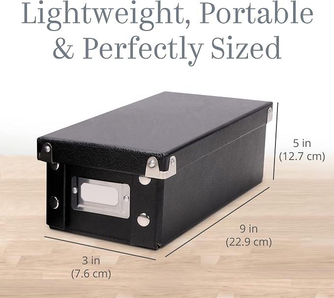 Snap-N-Store Index Card Holder Storage Box - Collapsible Organizer Box fits 1100 Flash Cards - Business, Recipe, or Note Card - 3 x 5, 1 Pack, Black