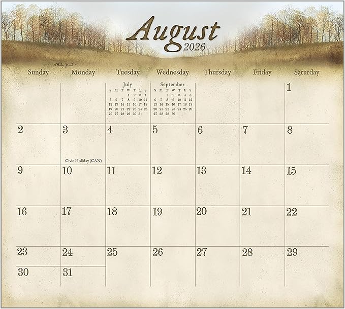 Legacy Publishing Group 2026 Wall Calendar 12-Month Schedule Organizer 12 x 13 Inch Paper With Brass Grommet The Road Home