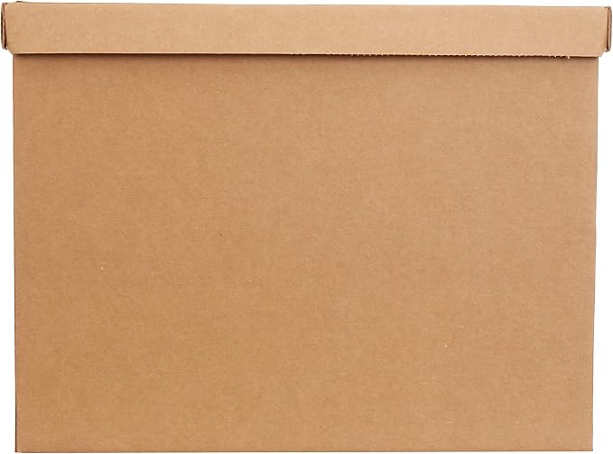 Amazon Basics Moving and Storage Boxes with Handles and Lift-Off Lids, Medium, 19" x 14.5" x 15.5", Brown, 10-Pack