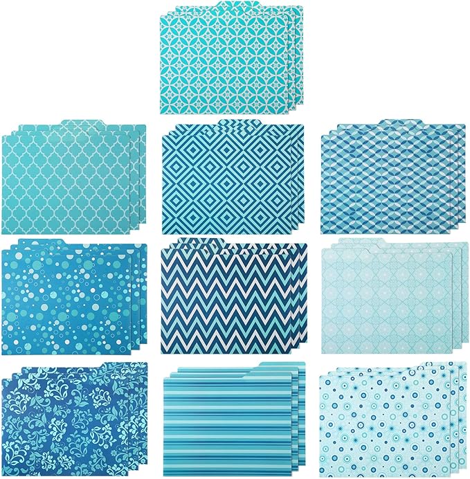 Estune 30 Pcs Decorative File Folders Letter Size Colored Manilla File Folders with 1/3-cut Tabs 11.69 x 9.25 Inches Graphic Laurel Leaf Office Supplies Organizers(Assorted Style)