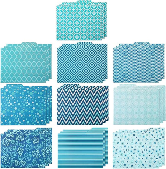 Estune 30 Pcs Decorative File Folders Letter Size Colored Manilla File Folders with 1/3-cut Tabs 11.69 x 9.25 Inches Graphic Laurel Leaf Office Supplies Organizers(Assorted Style)