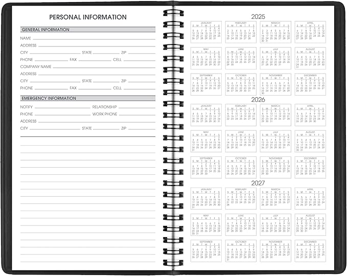 AT-A-GLANCE 2026 Appointment Book Planner, Weekly, 5" x 8", Small, Hourly, Black (700750526)