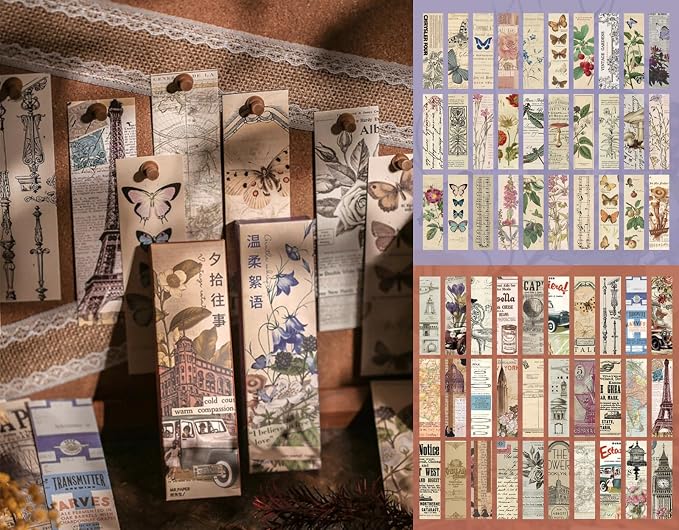 Generic 30PCS Vintage Aesthetic Bookmarks for Reading Women, Retro Natural Butterfly Flower Boxed Cardboard Paper Bookmarks Gifts for Book Lovers (A - 30 PCS)