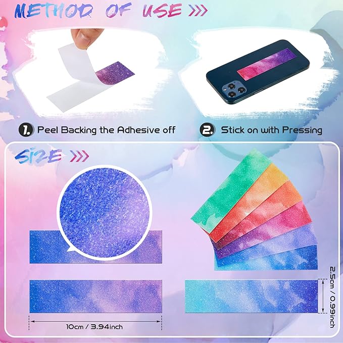 Gersoniel 72 Pcs Anxiety Sensory Stickers Calm Stickers Adhesive Textured Mental Health Strips Mindfulness Fidget Decals Stress Anxiety Relief Items for Desk Therapy Office Counselor(Watercolor)