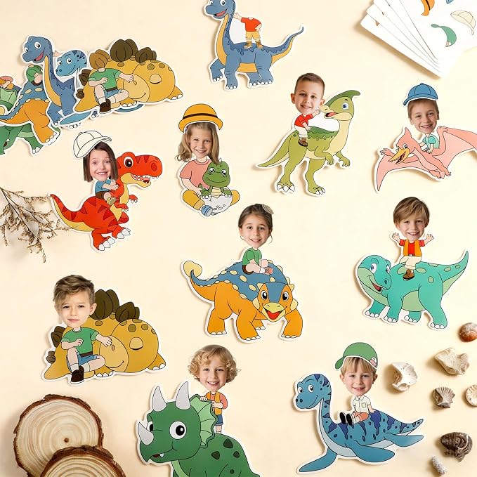 60pcs Dinosaur Theme DIY Cutouts Dinosaur Bulletin Board Decoration Set Cute Dino Jungle Paper Cut-Outs Classroom Decor for Boy Girl Classroom DIY Photo Craft Kindergarten School Wall Door Supplies