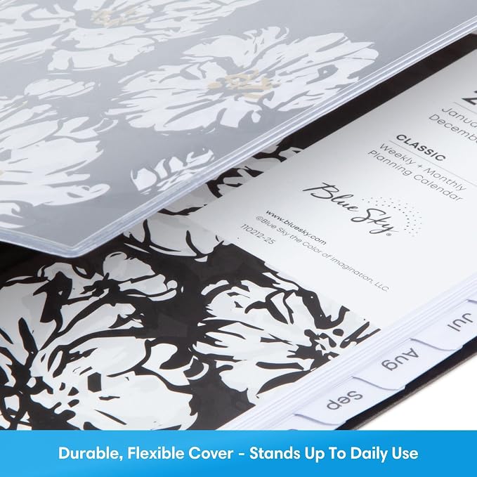 Blue Sky 2027 Weekly and Monthly Planner Calendar, January 2027 - December 2027, 5" x 8", Clear Pocket Cover, Laminated Tabs, Durable Twin Wire Binding, Baccara Dark