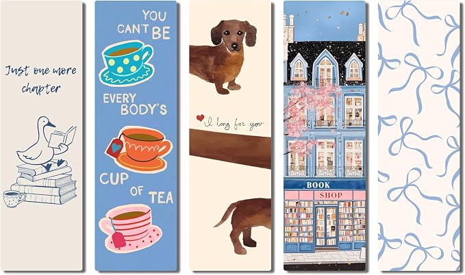 10 Pcs Cute Bookmarks for Women, Double Sided Book Marks for Reading Women, Funny Paper Book Markers Set, Pretty Gifts for Book Lovers, Club, Adults, Girls (Blue)