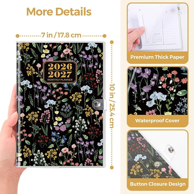 SKYDUE B5 Monthly Planner 2026-2027, 2 Year Calendar Planner from January 2026 to December 2027, 7"x 10" Organizational Planner for Office, School & Personal Use