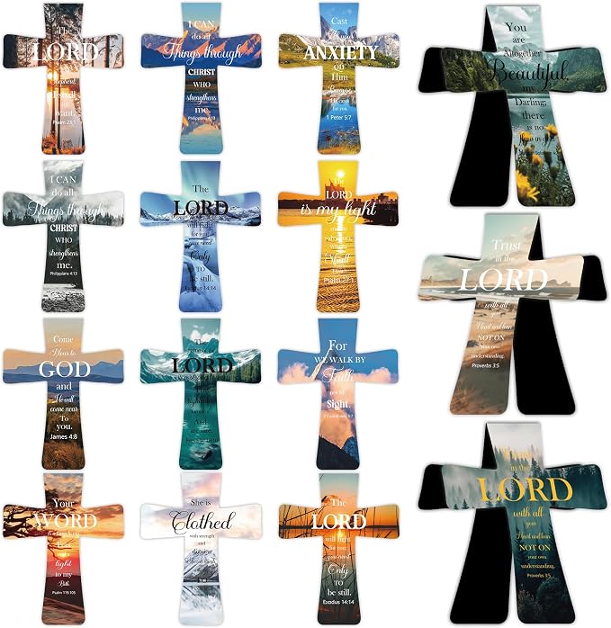 Christian Magnetic Bookmarks for Men, 30 Pcs Bible Cross Magnet Bookmark Clips for Reading, Scripture Faith Book Marks, Inspirational Religious Gifts for Christians Church Members