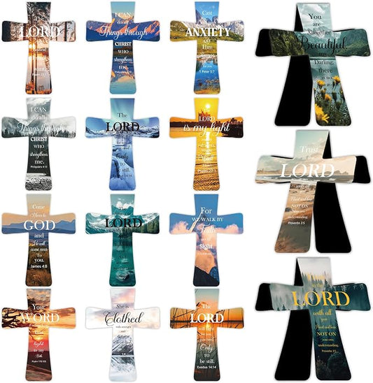 Christian Magnetic Bookmarks for Men, 30 Pcs Bible Cross Magnet Bookmark Clips for Reading, Scripture Faith Book Marks, Inspirational Religious Gifts for Christians Church Members