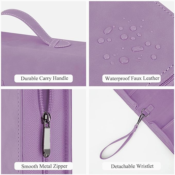 CITYCHASE Elegant Rose Design Bible Cover Case with Bible Study Supplies Highlighters Pens Bookmark Leather Bible Cover Case for Women Gift for Christians (Purple Pro)