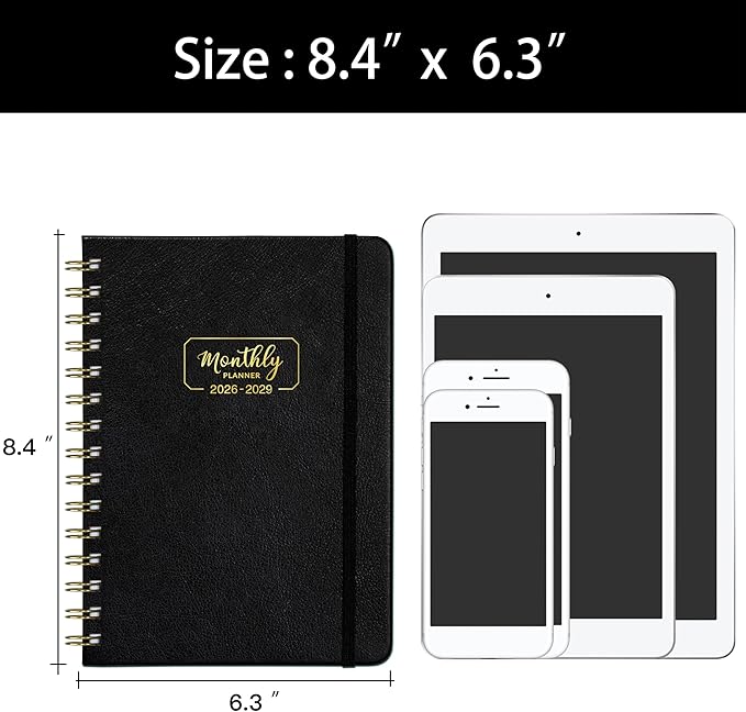 2026-2029 Monthly Planner - 3 Year Monthly Planner 2026-2029, Jul. 2026 - Jun. 2029, 36-Month Calendar with Hardcover, Inner Pocket, 6.4'' x 8.5''