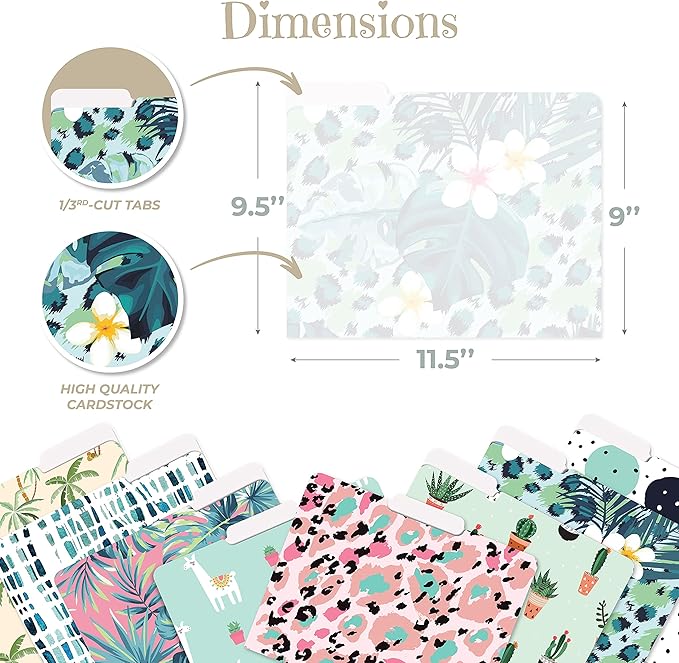 Better Office Products Decorative File Folders, 24 Pack, 8 Designs, Heavyweight, Letter Size (9.5" x 11.5") with 1/3 Cut Tab, Cute & Fun Modern Designs, Fashion Folders