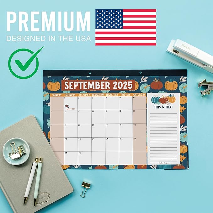 Hadley Designs Large Desk Calendar 2025-2026 - Desktop Calendar 2025, 18-Month Desk Calendars for Home, Office & Classroom, Cute Kraft Classroom Must Haves, Gifts for Coworkers, Teachers & Students