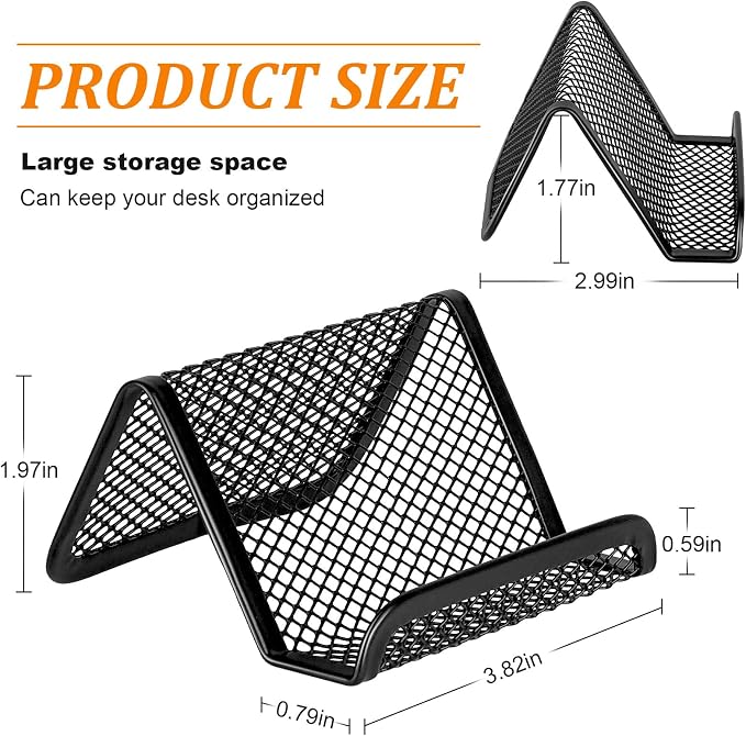 Business Card Holder for Desk, Office Desktop Business Card Display Holder, Mesh Business Card Holder, Desk Accessories for Women and Men,Black ( 3 Pack )