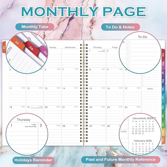 2026 Planner - 2026 Planner Weekly and Monthly, 2026 Calendar Planners 8.5''x11'', Weekly Monthly Planners with Colorful Tabs, Inner Pocket