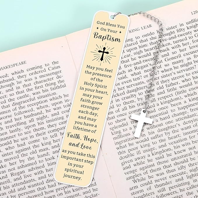 Adult Baptism Gifts for Women Men, Catholic Baptism Gifts for Teen Girls Boys, Cross Baptism Bookmark, First Communion Gift for Teens, Christening Confirmation Gift for Kids, Easter Basket Stuffers