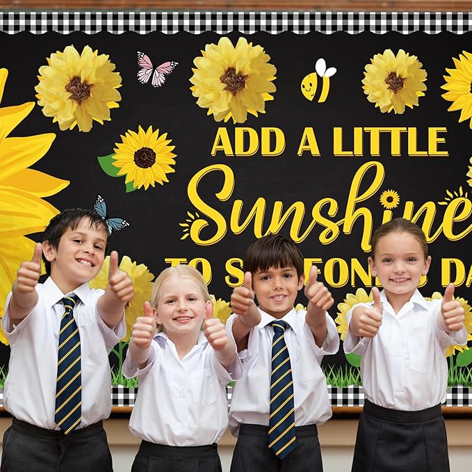 Pasimy Spring Bulletin Board Decorations Set 3D Sunflower Bulletin Board Bee Classroom Decor Honeycomb Butterfly Flower Kindness Cutouts Borders for Home Office Wall Door Window Supplies(Sunflower)