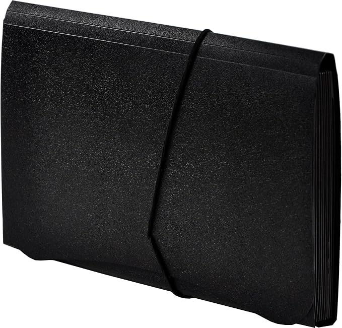 Lion 13-Pocket Small Ex panding File, 5-3/4 x 8-1/2 Inches, Black, 1 File (94300-BK)