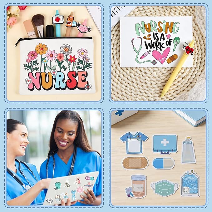 6 Pack Nurse Appreciation Gifts Bulk 2026, Nurses Week Gifts Bulk with Makeup Bag Pen Stickers Sticky Notes, Nurse Essentials Kit for Women RN CNA, School Nurses Graduation Gifts, Hospital Staff